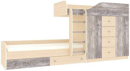 Двухъярусная кровать КарИВи Астра 6  Дуб Молочный Бетон