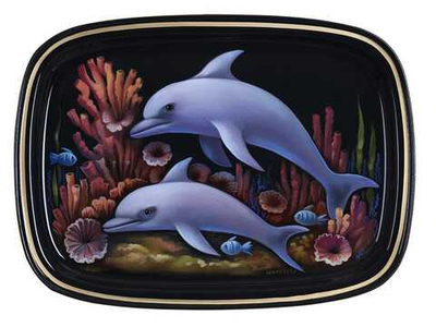 Жостовский поднос декоративный, размер 33х24 см (A12), металлический