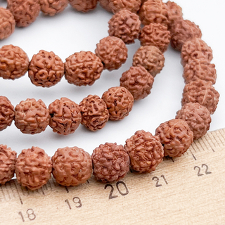 Рудракша бусины, размер около 7,2-7,6 мм, цена за 12-13 шт (1/4 нити)