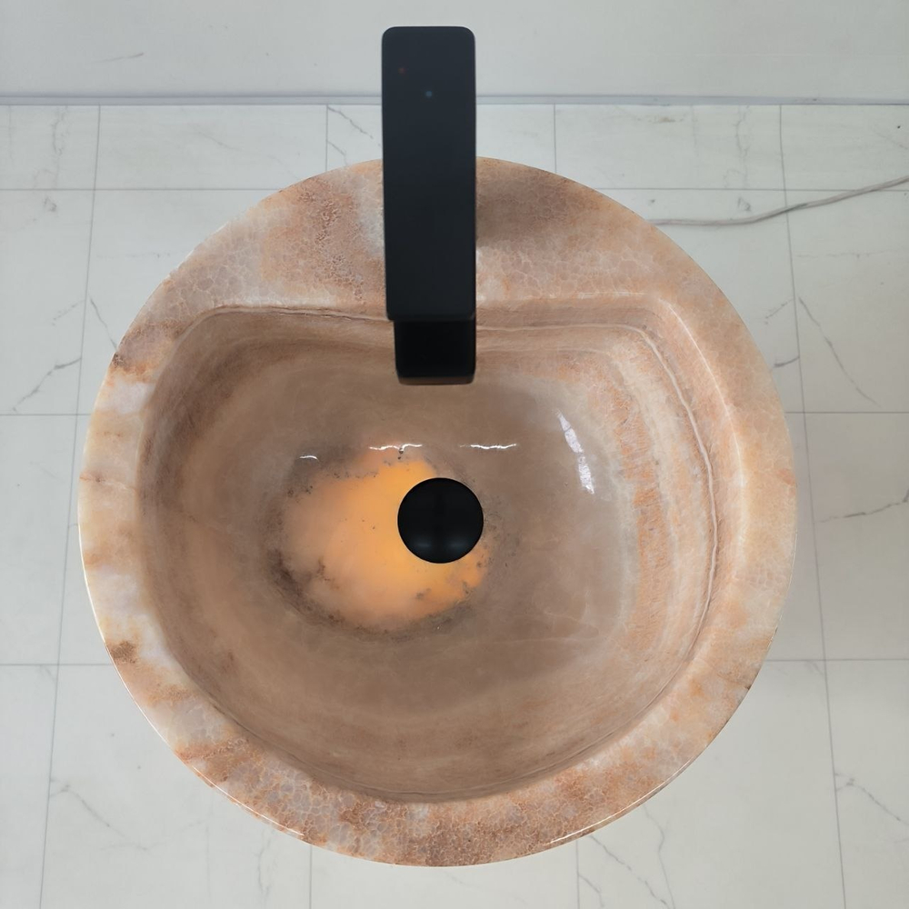 Раковина напольная из оникса Yellow ON-04196 (40*40*90 см)