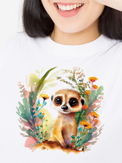 Футболка белая хлопковая с принтом милая сова дизайн акварель оверсайз