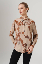 23087 Блузка женская (бежевый принт)