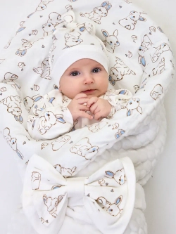 Летний конверт плюшевый на выписку для новорожденного