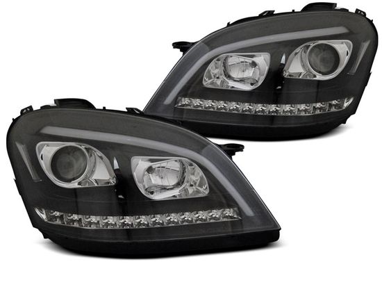Передние фары Tube Light для Mercedes M-Class W164 (05-08) Dynamic Black W222 Look