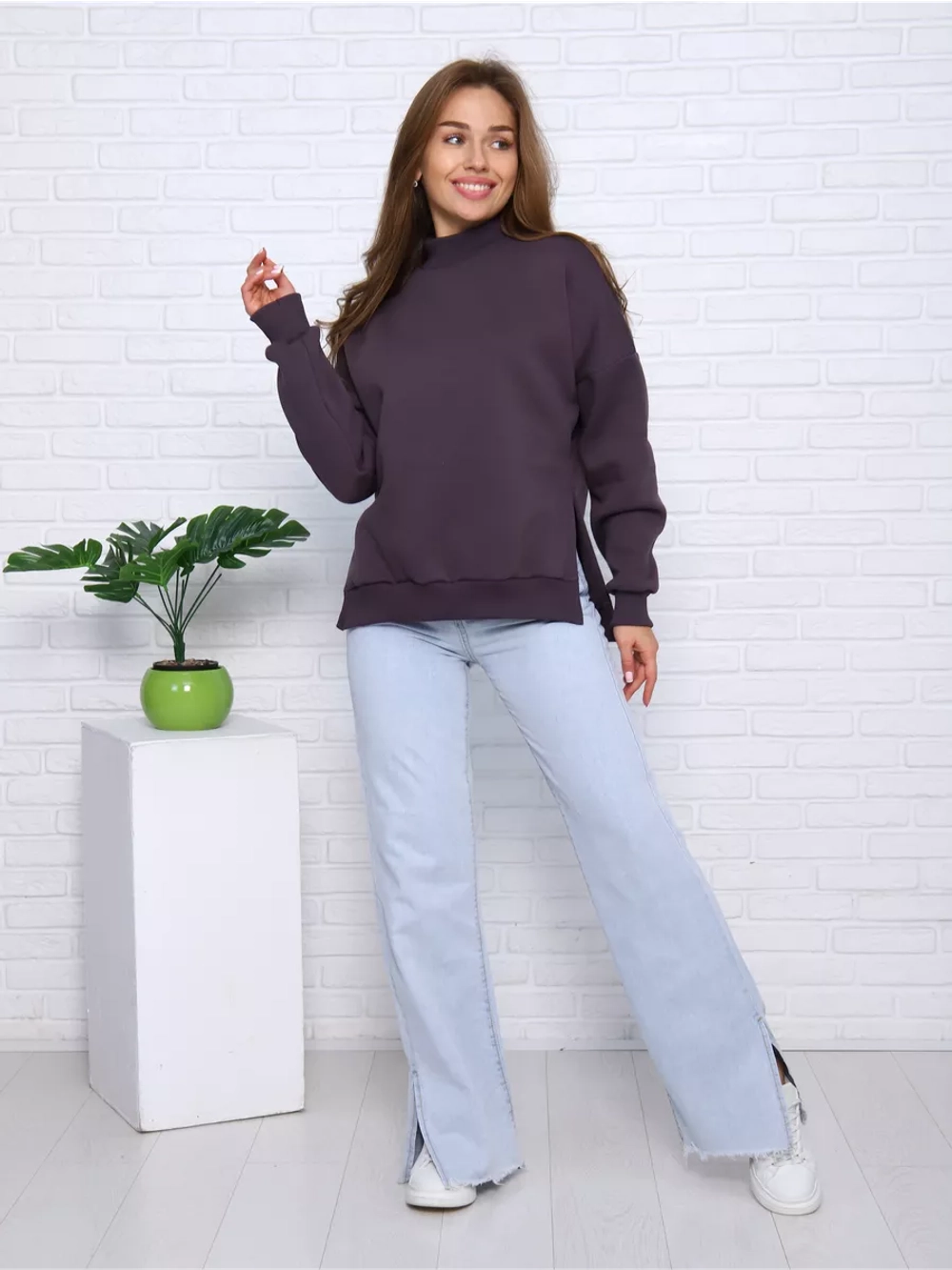 Свитшот утепленный базовый оверсайз