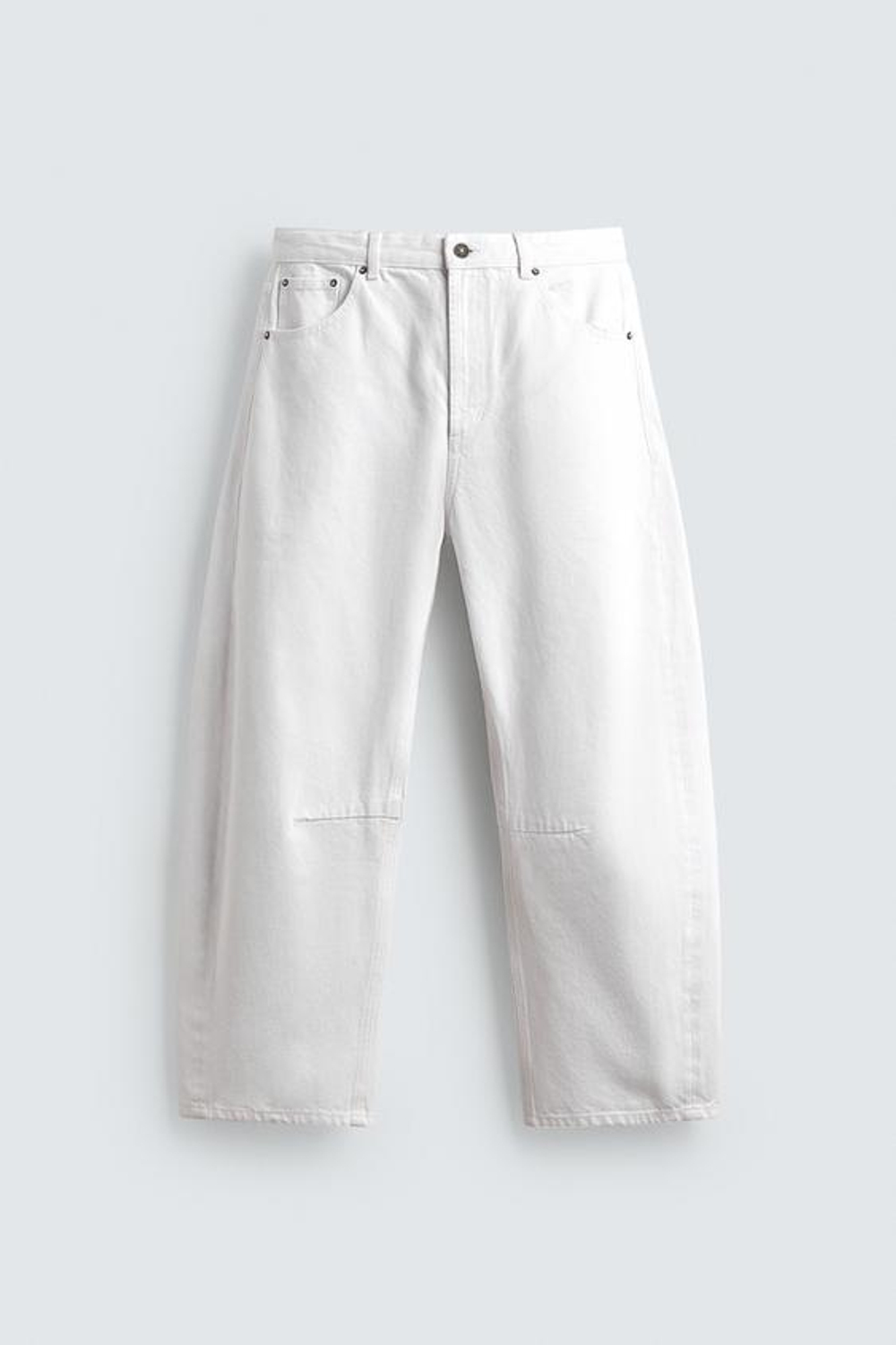 ZARA БРЮКИ BARREL FIT, БЕЛЫЙ