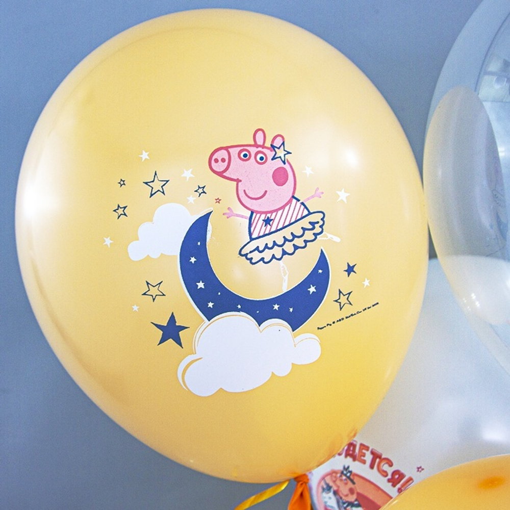 Воздушные шары Орбиталь с рисунком Свинка Пеппа Принцесса-Волшебница, 25 шт. размер 12" #501108