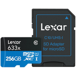 Lexar High-Performance 633x microSDXC 256 ГБ UHS-I W/R 100/45 C10 A1 V30 U3 с адаптером