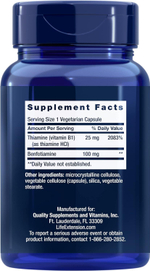 Life extension Benfotiamine 100mg with thiamine 120vegcaps.