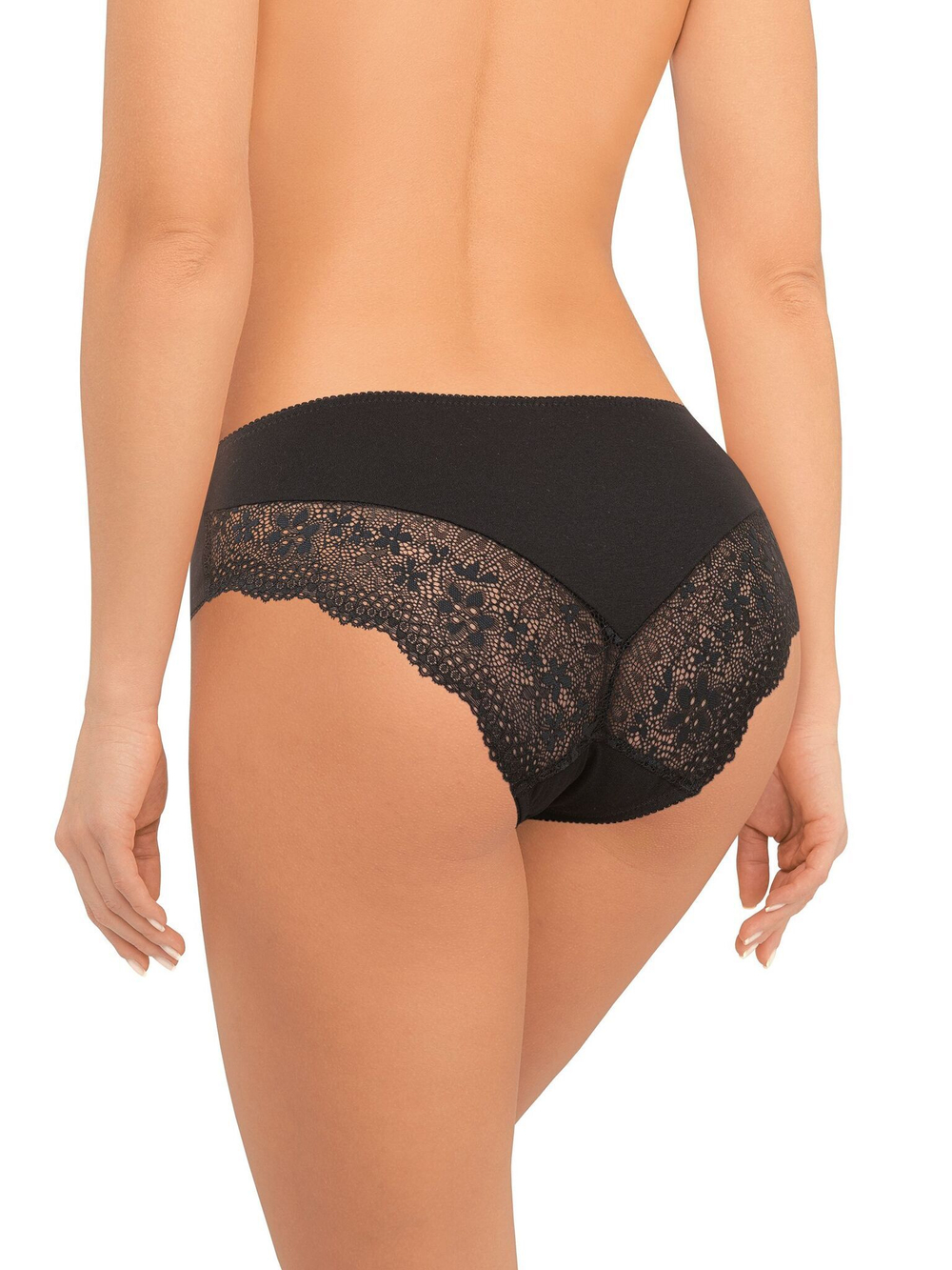 Хлопковые трусики-слипы с кружевными вставками сзади (Размер: XL) (Цвет: бежевый)