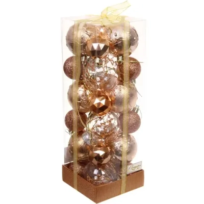 Набор шаров «Winter magic» 6 см + 4 см (24 предмета), Шампань