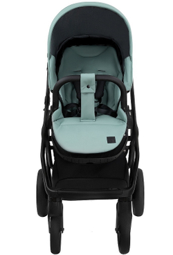 Детская коляска Roan Esso 2025 Кожа 3 в 1 с автокреслом Tutis Elo Black ESSK/214/1 Misti Mint/Grey/руч.Черный