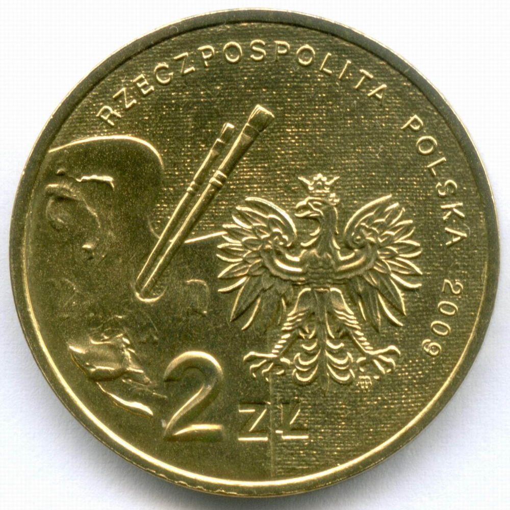 2 злотых 2009 год. Польша. Художник Владислав Стржеминский. Латунь AUNC