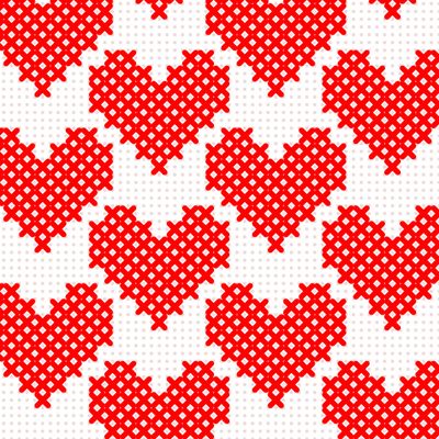 Красные сердца крестиком
