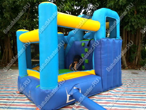 Детский надувной батут "Границы радости" синий, 3,7x3x3 м