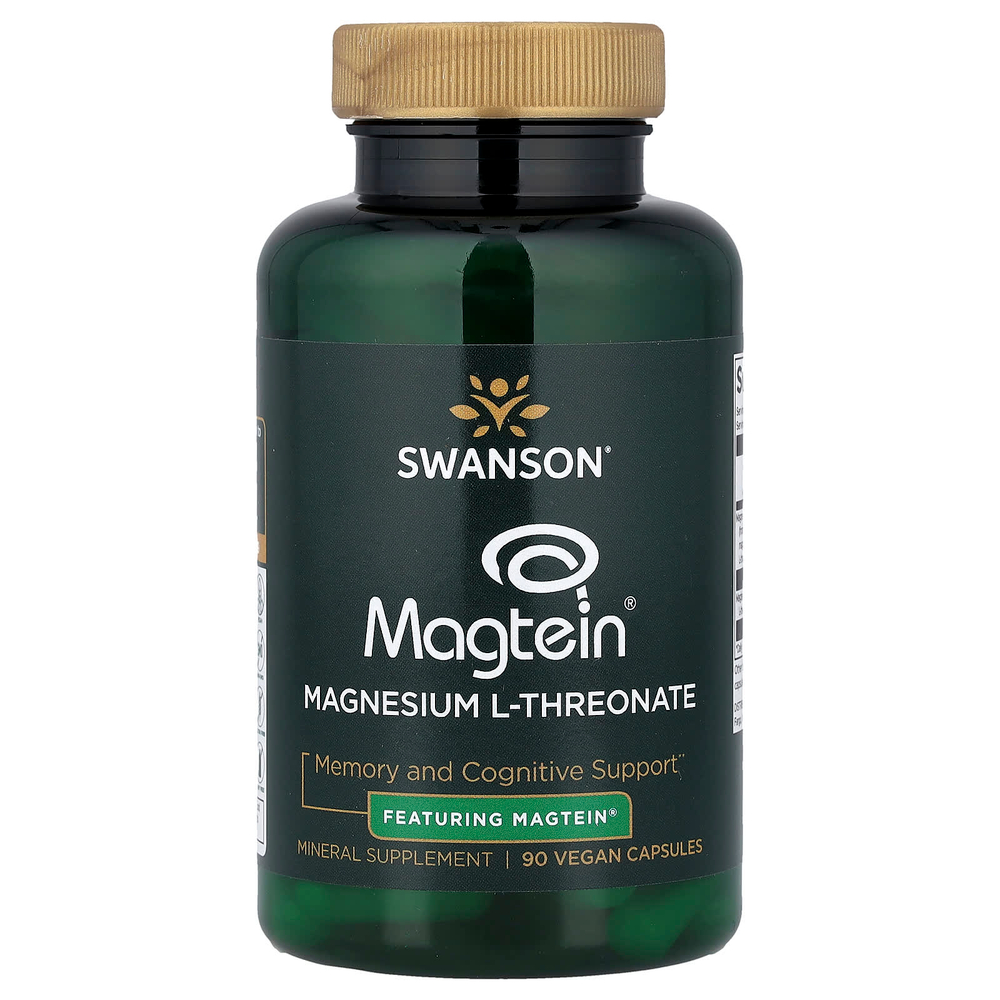 Swanson Vitamins, L-треонат магния с Magtein®, 90 веганских капсул