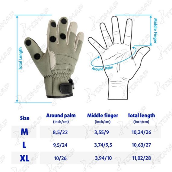 Перчатки Helios рыбацкие неопрен. на липучке Хаки р. M