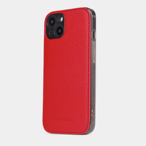 Чехол-накладка кожаная для iPhone 15 Plus красного цвета