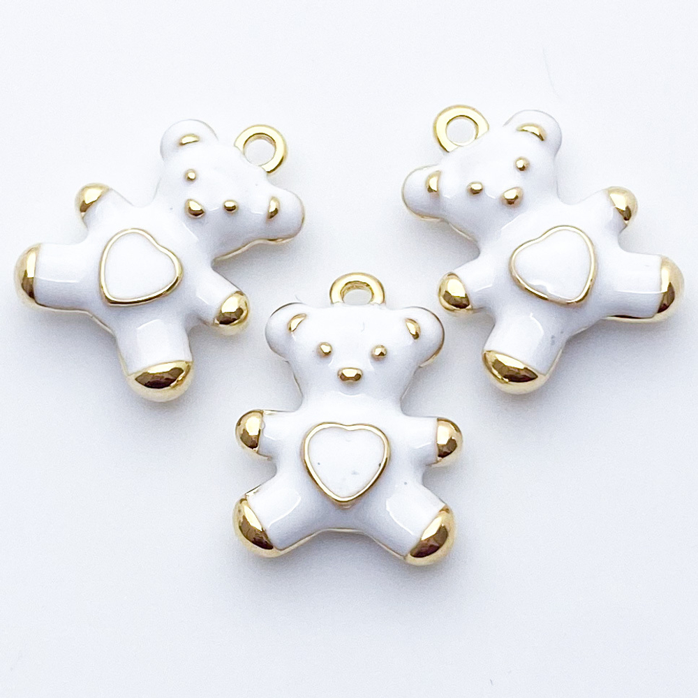 Подвеска Мишка, цвет золото+белый, размер 22*15мм, цена за 1 шт