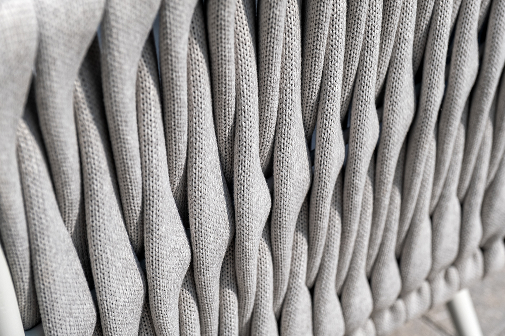 "Монако" лаунж-зона 4-местная из роупа со столом "Верона" (серый гранит), каркас светло-серый, роуп светло-серый