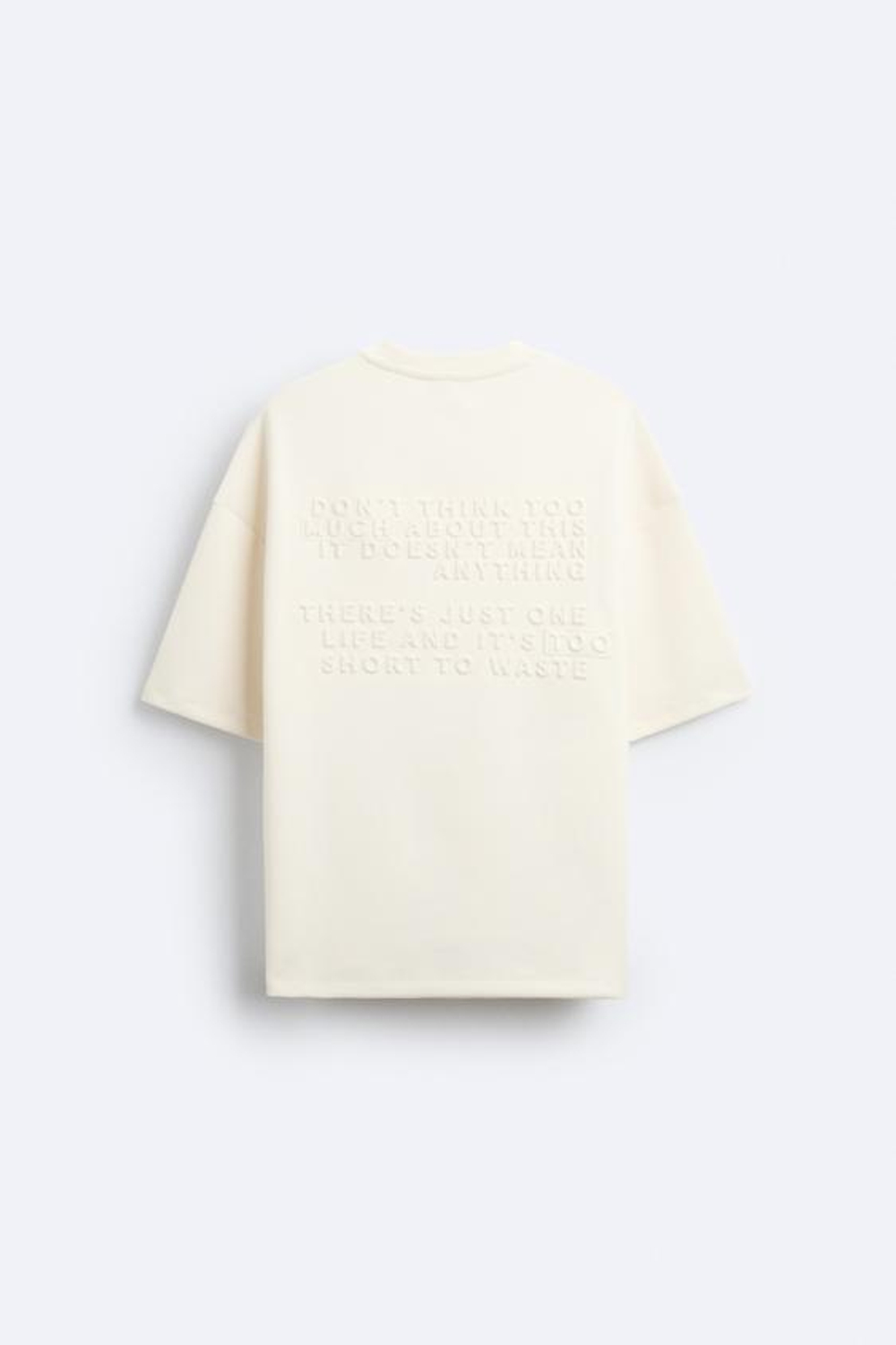 ZARA ФУТБОЛКА С РЕЛЬЕФНОЙ НАДПИСЬЮ, ЖЕЛТОВАТО-БЕЛЫЙ