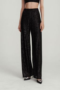 Брюки с пайетками черного цвета