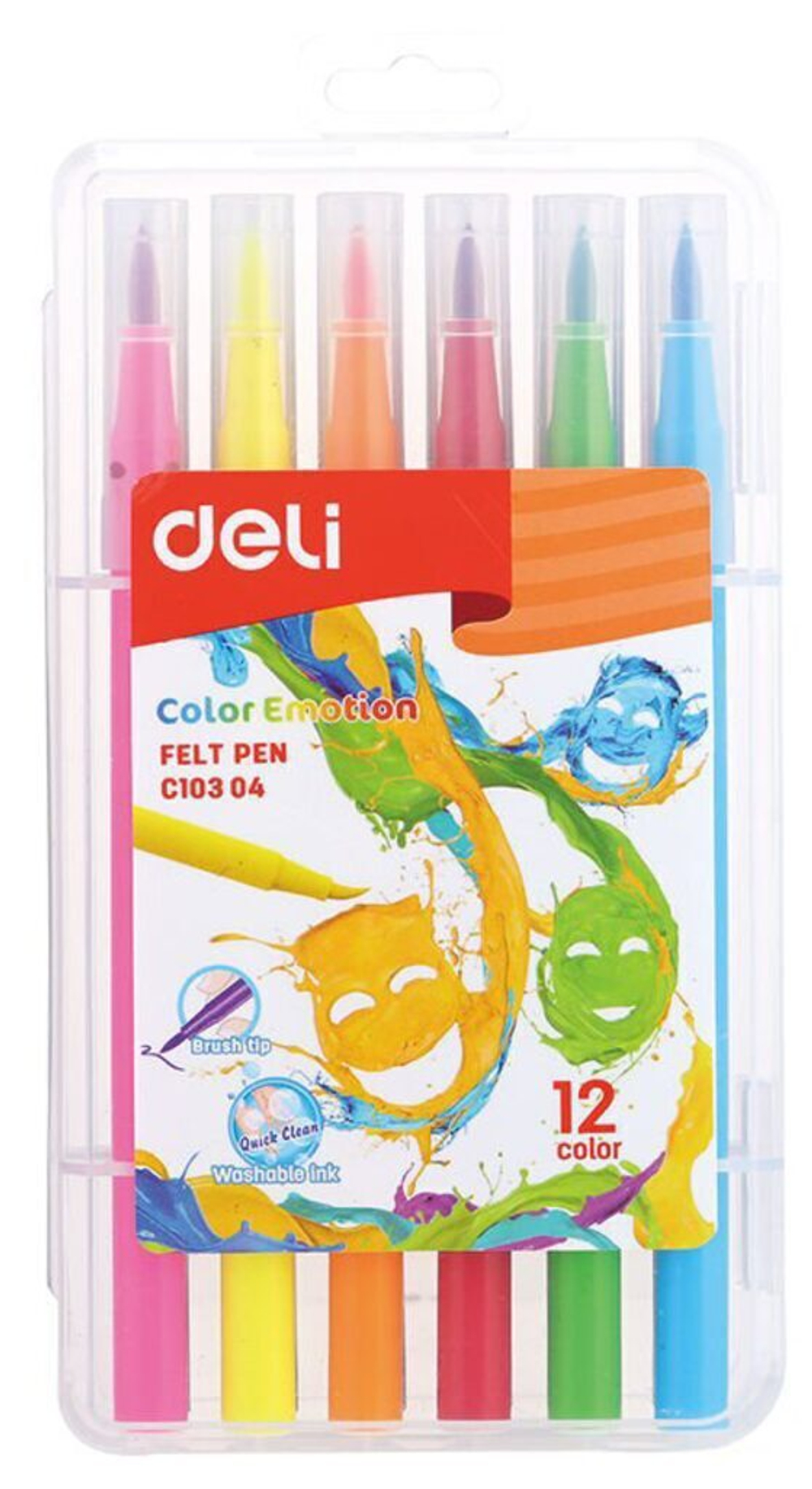 Фломастеры кистевидные 12цв "Deli. Color Emotion", смываемые, пенал