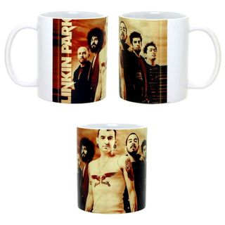 Кружка Linkin park группа на фоне оранжевых облаков