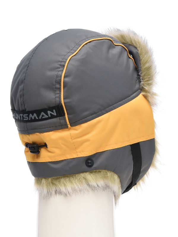 Шапка ушанка зимняя Elbrus ткань Hit Membrane цвет Серый/Банан