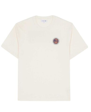 Мужская теннисная футболка Lacoste Multi Print Jersey - ecru white