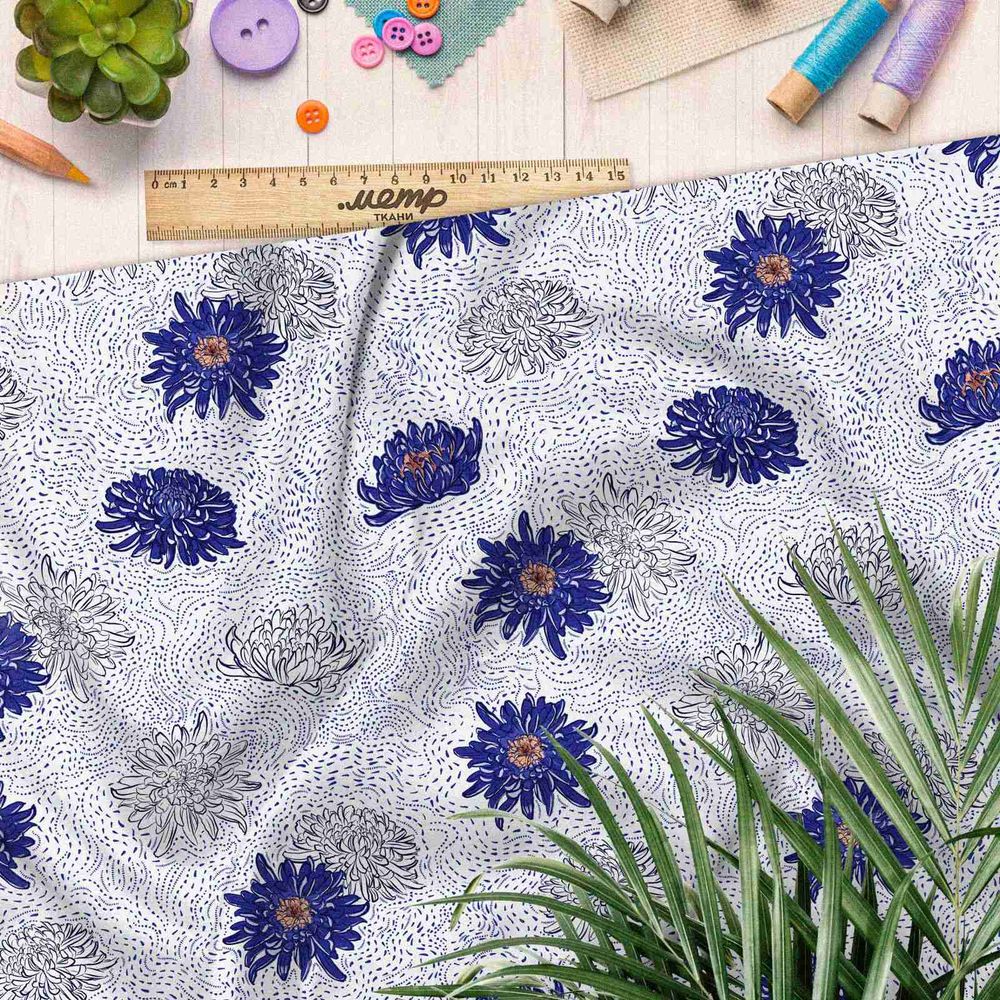 Ткань оксфорд 210 силуэты васильков