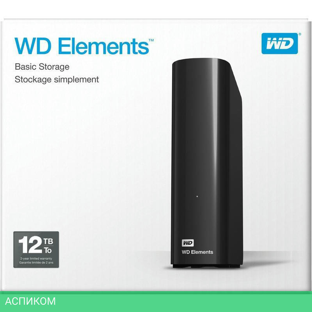 Внешний накопитель WD Elements Desktop 12ТБ (WDBWLG0120HBK-EESN)