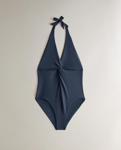 ZARA HOME КУПАЛЬНИК С V-ОБРАЗНЫМ ВЫРЕЗОМ, СИНИЙ