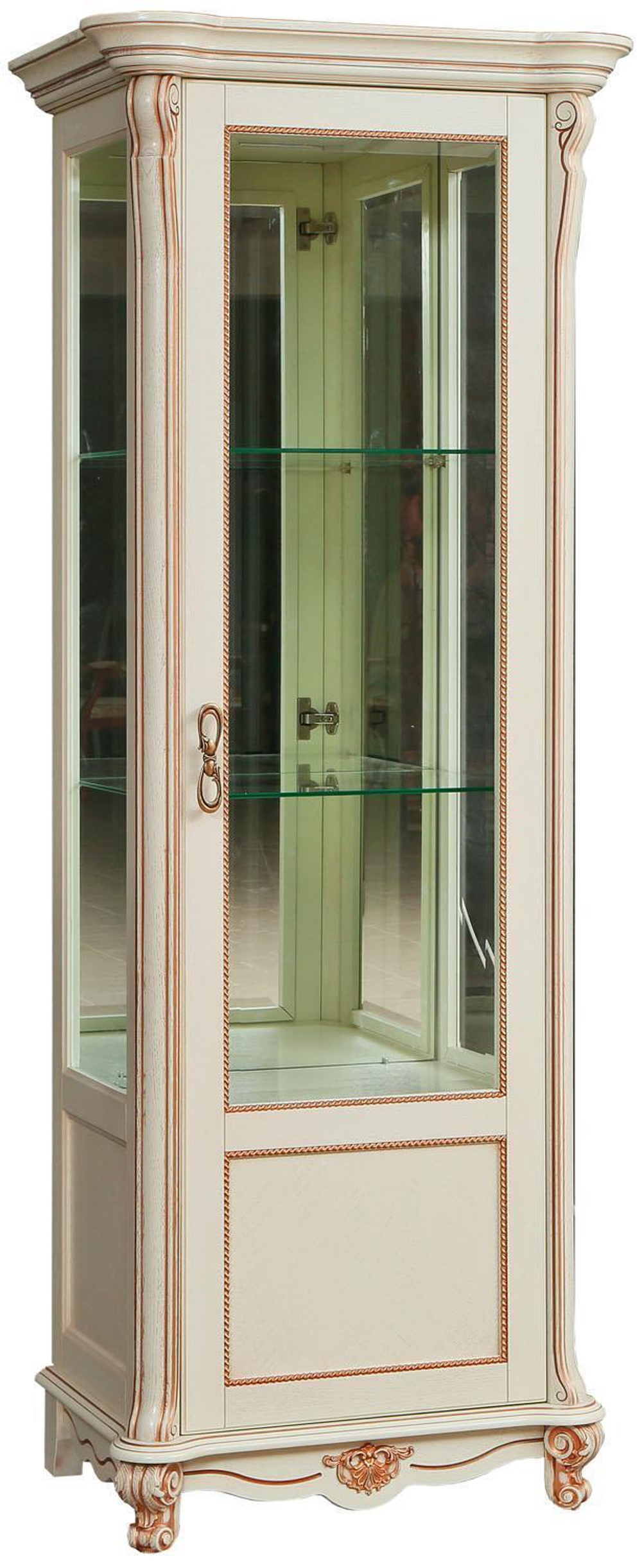 Шкаф-витрина "Алези" П1.350.0.08 Сл. кость с зол., Массив