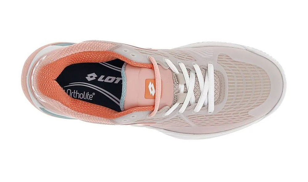 Женские теннисные кроссовки Lotto Mirage 100 II Clay - white/melon orange/peach melba