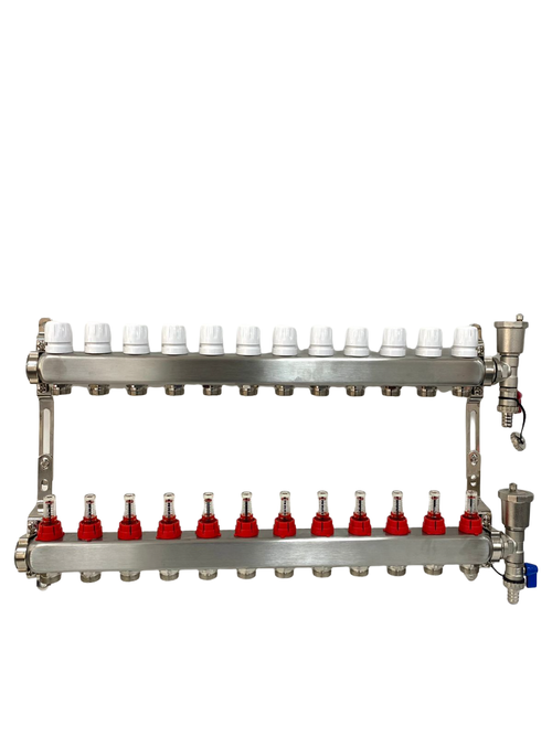 Коллекторная группа с расходомерами Grema 1*3/4 12 вых. (НЕРЖ)