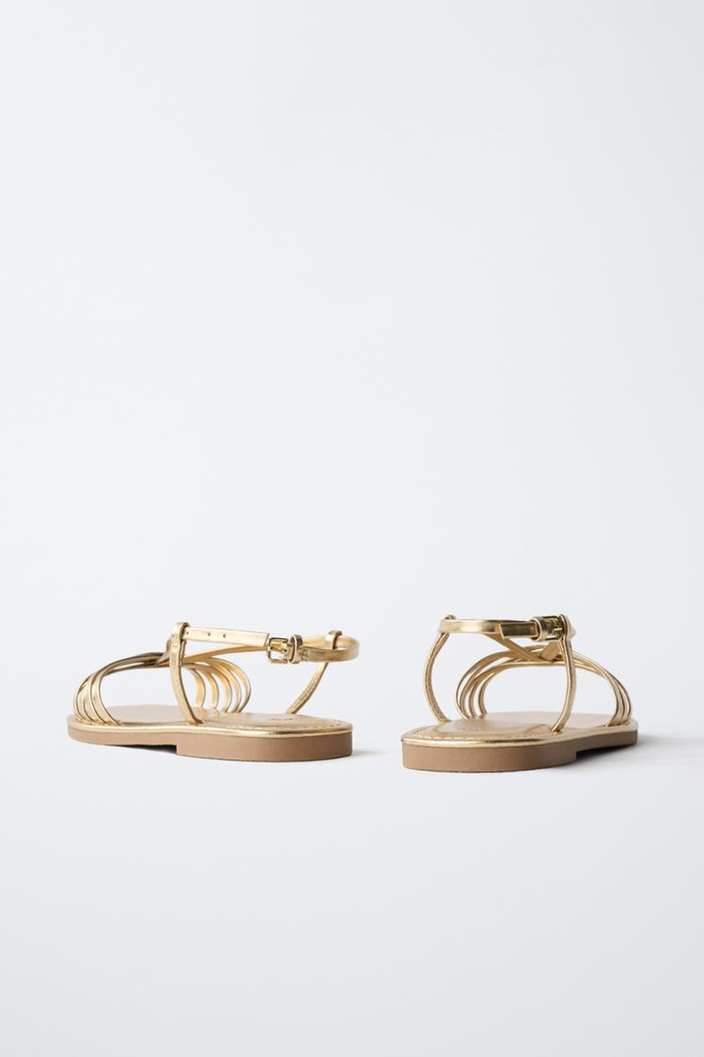 ZARA МЕТАЛЛИЗИРОВАННЫЕ БОСОНОЖКИ С РЕМЕШКАМИ, ЗОЛОТИСТЫЙ