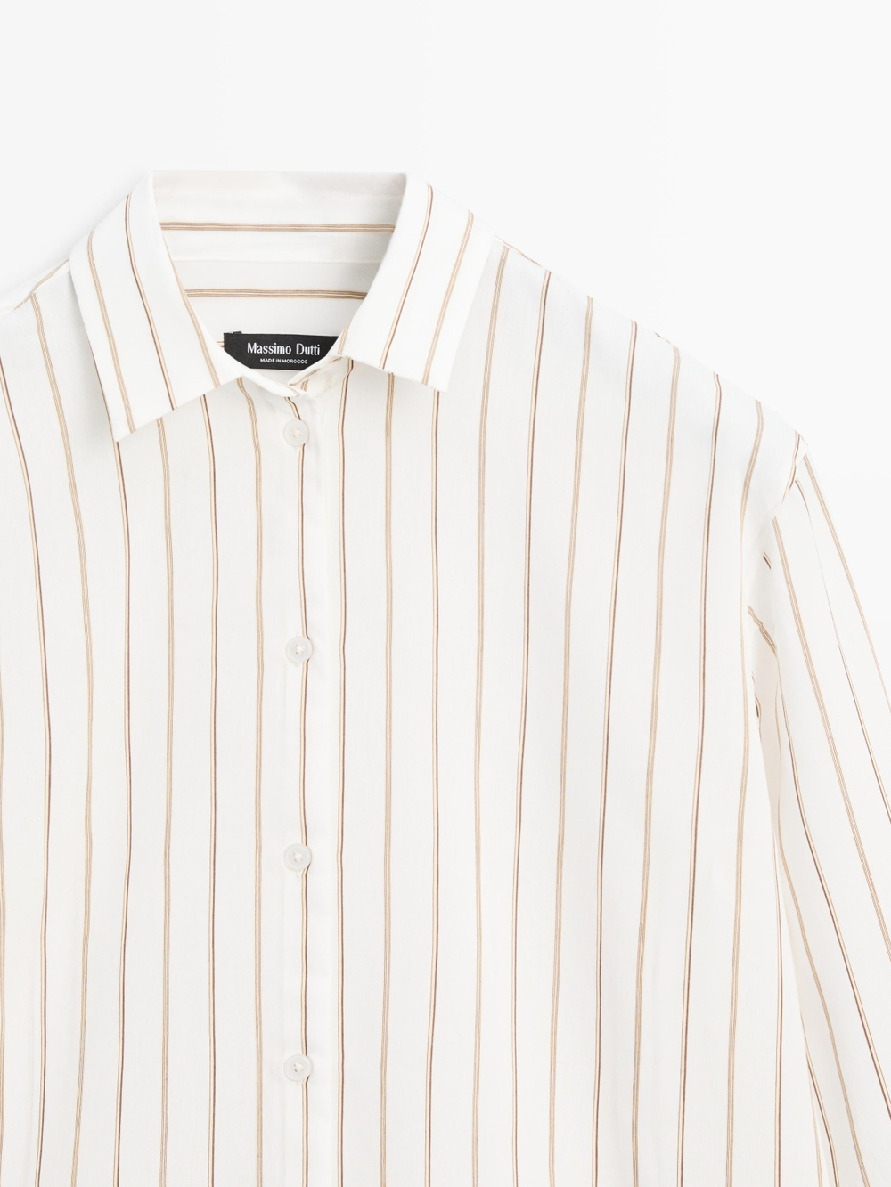 Massimo Dutti Трехцветная рубашка из струящейся ткани в полоску, белый