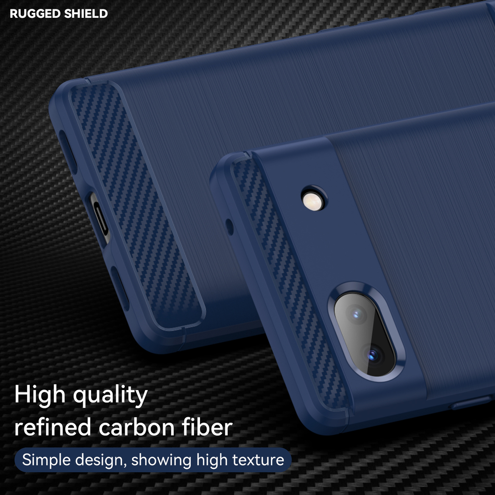 Мягкий гибкий чехол синего цвета в стиле карбон для Google Pixel 6A, серии Carbon от Caseport