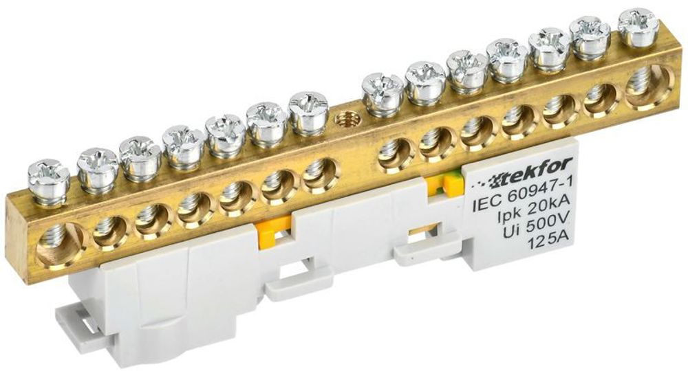 Шина PE "земля" неизол. на универс. держ. 8х12-14-Ж TEKFOR IEK TF-NN20-14-DL-K05