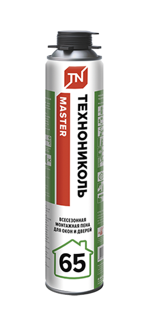 Пена монтажная бытовая Технониколь Master 65, всесезонная, 800 мл, 239459 ---