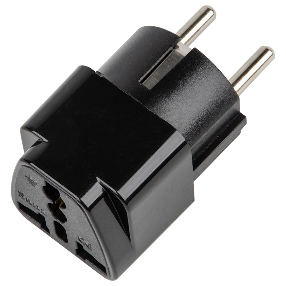 S-GES1-10S BLACK Переходник сетевой. 10А. 2500Вт. с заземлением. Черный. ТМ Uniel