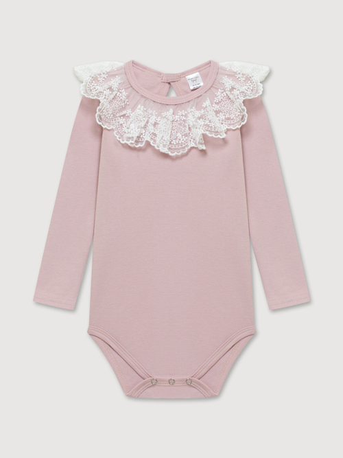 Боди c воротником, Пудровый