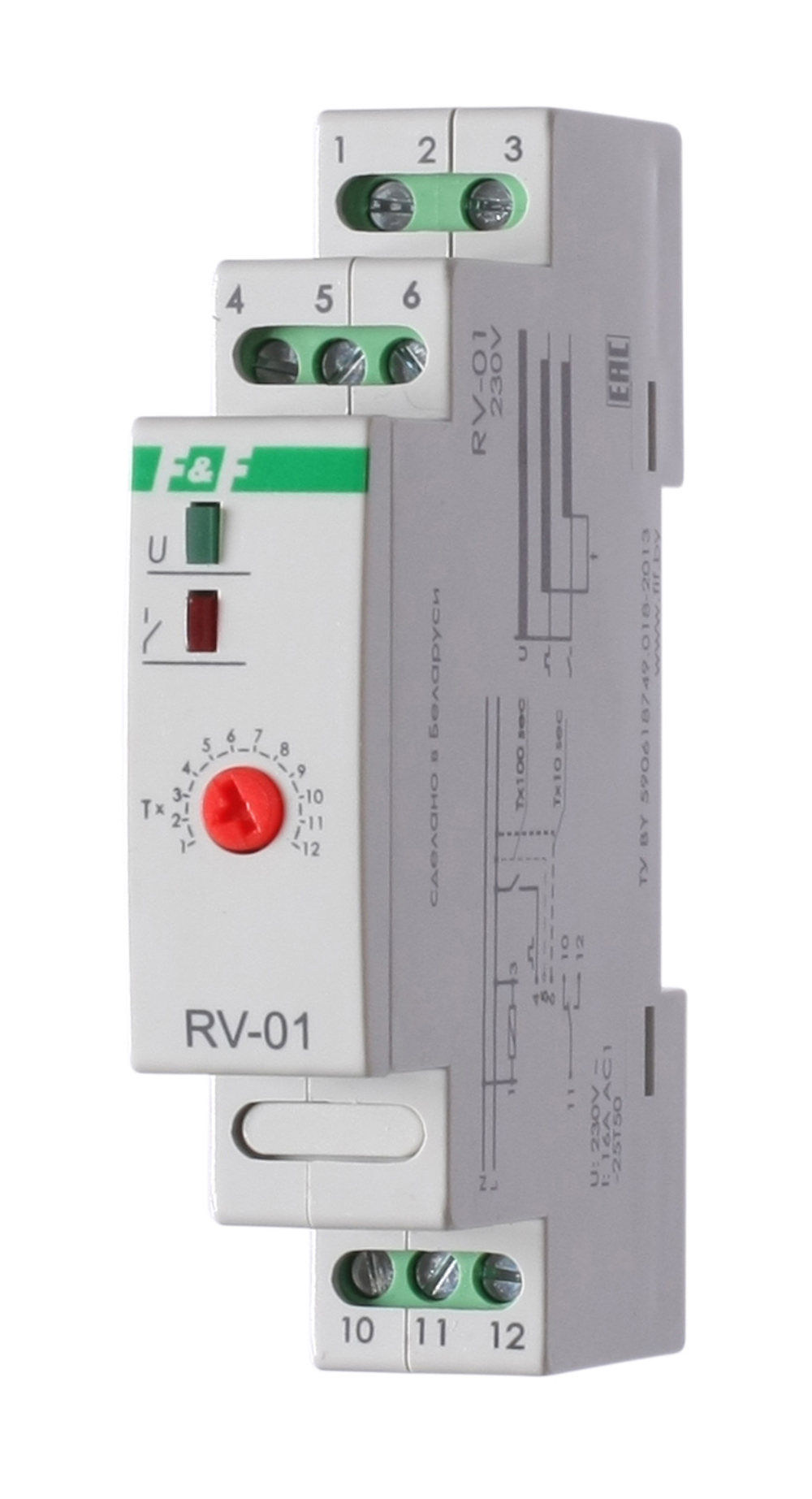 Реле времени RV-01 230В 16А задержка включ. 1..1200с 1перекл. IP20