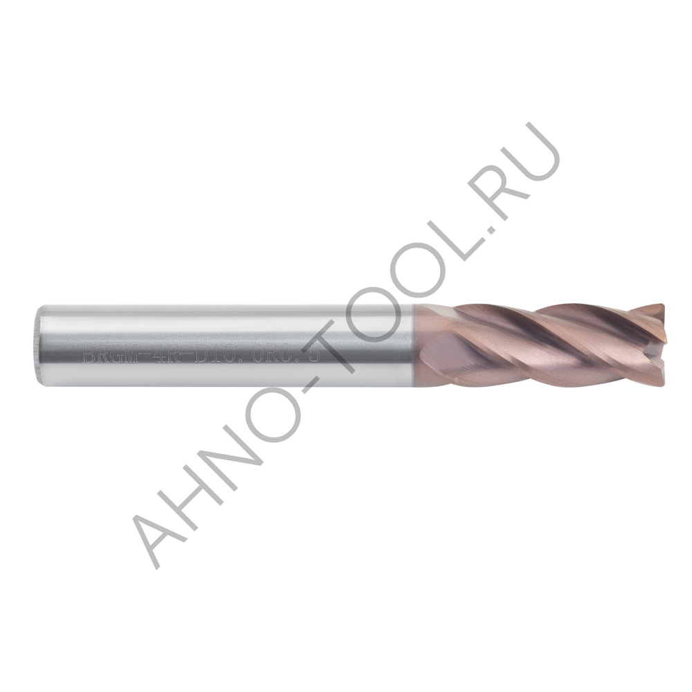 Фреза твердосплавная радиусная  10мм (L=75, l=25, хв=10) Z4 35° по стали, нержавеющей стали, чугуну, с радиусной фаской BRGM-4R-D10.0R0.5 AHNO