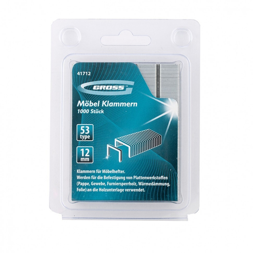 41712 Скобы,12мм,для меб.степлера,усиленные,тип 53,1000шт/Gr
