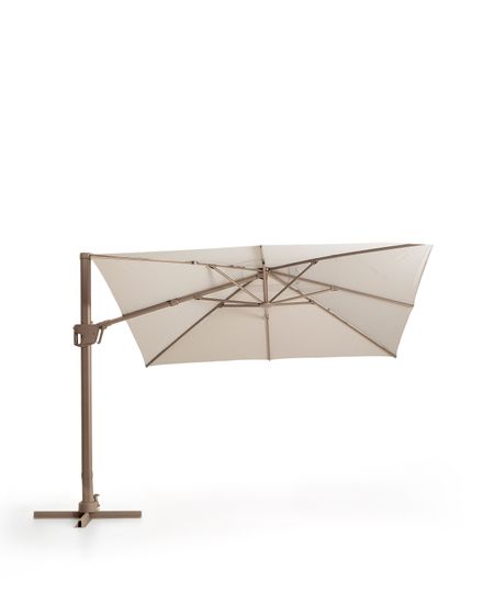 Бежевый консольный зонт Noli с алюминиевой конструкцией цвета таупе, 300 x 300 см