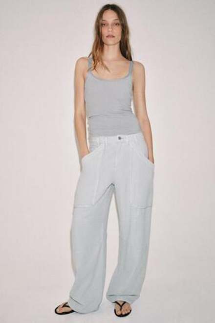 ZARA БРЮКИ КАРГО — ZW COLLECTION, ГОЛУБОЙ