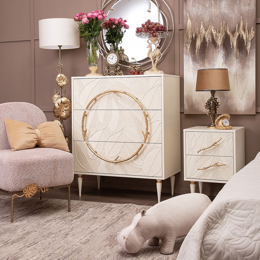 Тумба Арт Колор leaves Классик Голд Кремовый белый