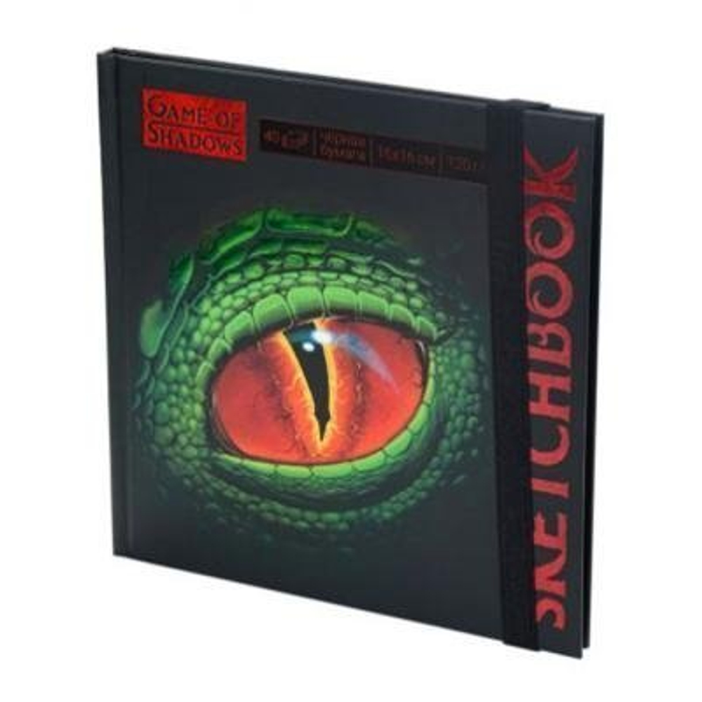Скетчбук 160*160 мм., 40л., "Eye of the Dragon" 120г/м2, Миленд, 7БЦ, матовая ламинация, выб. лак, черный офсет